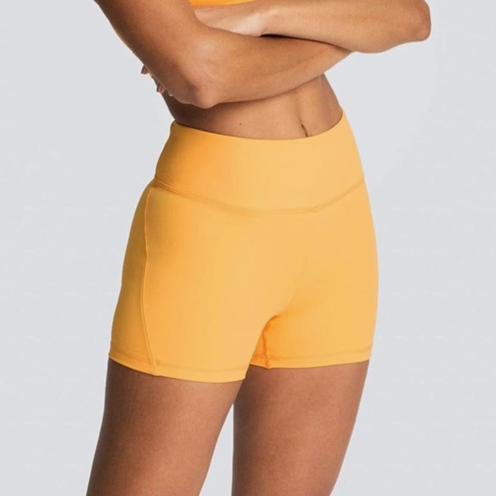 Women's Orange High-Waisted Biker Shorts